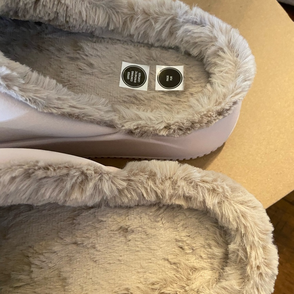 Nike clam Elevation Cozy Pink with tan  Fur-Lined Slides Women's SZ 8 - Picture 5 of 12